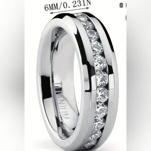 New MEN' ANNIVERSARY WEDDING BLING BAND RING 6MM GENUINE SIGNED TITANIUM 10.25